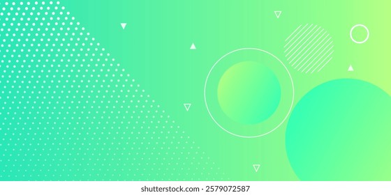 Green and light yellow abstract gradient background with geometric green and yellow colour rounded shapes pattern vector illustration. Perfect for modern projects, basktop wallpaper, banner, design.