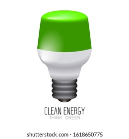 Green lightbulb. Clean energy concept - Vector illustration