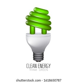Green lightbulb. Clean energy concept - Vector illustration
