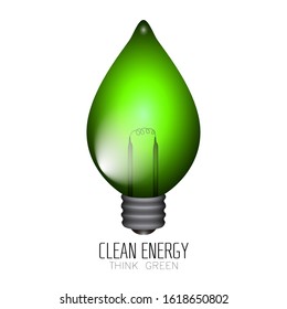 Green lightbulb. Clean energy concept - Vector illustration
