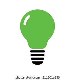 Green lightbulb flat illustrations. Green Light bulb icon isolated on white background. Start, Go or Safety  sign.