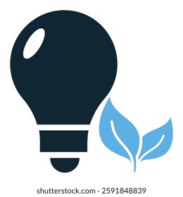 green lightbulb icon vector symbolizing eco-friendly energy, sustainability, and innovation. Perfect for renewable energy, smart solutions, and environmental
