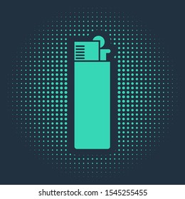 Green Lighter icon isolated on blue background. Abstract circle random dots. Vector Illustration
