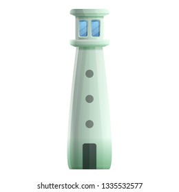 Green lighthouse icon. Cartoon of green lighthouse vector icon for web design isolated on white background