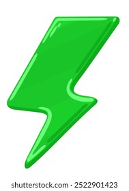Green lightning bolt. Green energy symbol. Vector isolated illustration