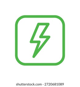 Green lightning bolt icon in square frame
