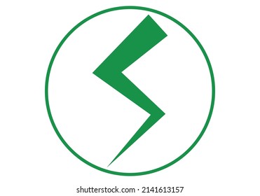 Icono del rayo verde sobre fondo blanco.