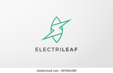 green lightning leaf logo in a modern and simple shape