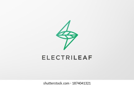 green lightning leaf logo in a modern and simple shape