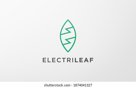 green lightning leaf logo in a modern and simple shape
