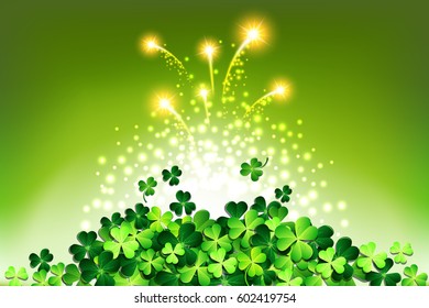 Green lights on Shamrock for Patrick's day card