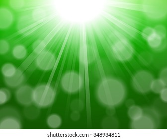 Green lights shining with bokeh background