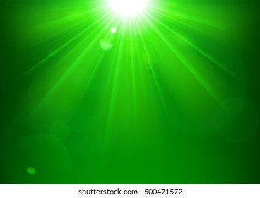 Green lights shining with lens flare Vector Illustration