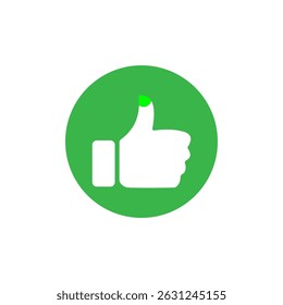 Green like button symbol on transparent background