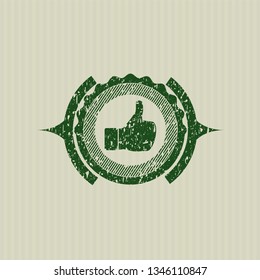 Green like icon inside distress rubber grunge texture stamp