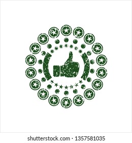 Green like icon inside rubber texture