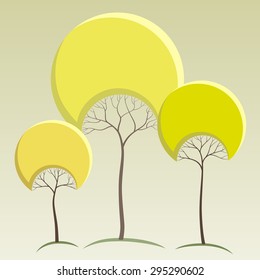 Green like round crown tree abstract stickers
