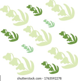 green lily of the valley flower snowflake pattern, isolated on white backboard