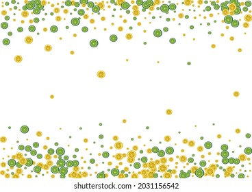 Green Lime Background White Vector. Fruit Organic Pattern. Yellow Nature Lemon. Juicy Wrapping Set.