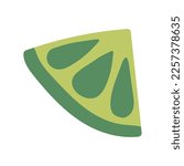 Green lime doodle flat illustration isolated on white background. Vector graphics design