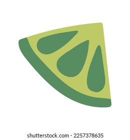 Green lime doodle flat illustration isolated on white background. Vector graphics design