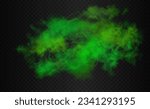 Green, lime, emerald, parakeet, pear colorful smoke cloud. Vector realistic chemical or poison gas isolated on the semi transparent dark background.

