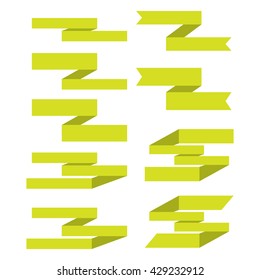 Green Lime Flat Color Ribbon set on isolated background