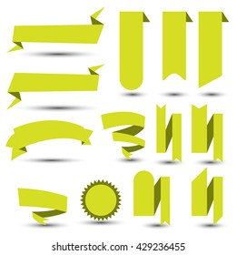 green lime Flat Color Ribbons on isolated background