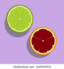 Green lime and grapefruit icon vector illustration for background and other