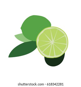 green lime graphic slice and green leaf