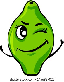 Green lime with hands, illustration, vector on white background