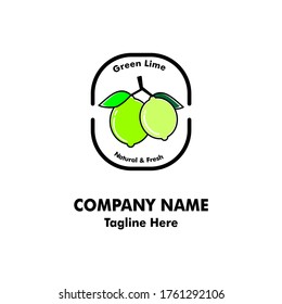 Green Lime Juice Drinks Company Logo Vector