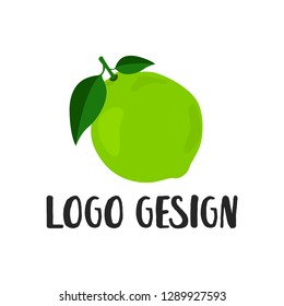 Green lime logo. Logotype for citrus company. Refreshing yummy tropical summer fruit. Cocktail ingredient. Vector design illustration.