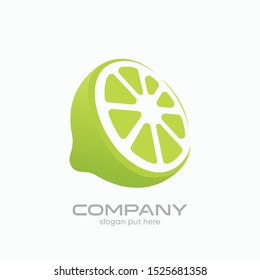 Green lime logo. Logotype for citrus company. Vector design illustration - Vector