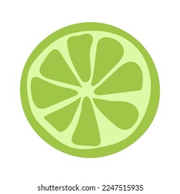 Green lime on white background. Vector cartoon illustration.Vector isolated icon.