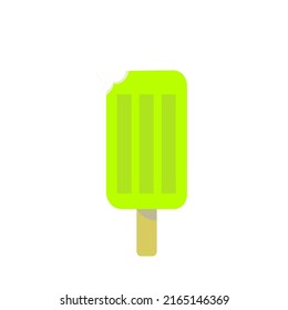 A green lime popsicle isolated on a white background