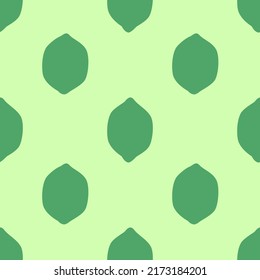 Green Lime Seamless Pattern, in Flat Design Style. Hand Drawn Cartoon Lime Fruits on Bright Green Background, Simple Repeating Design. Summer Illustration
