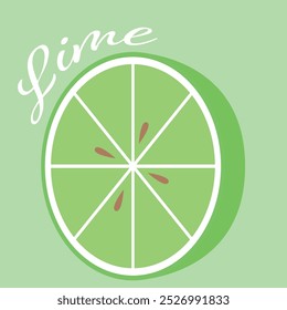 A green lime slice on green background