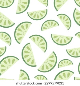 Green lime slices isolated on white background. Vector illustration.