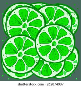 Green lime. Vector illustrations.