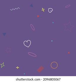 Green Lime Wave Square Colorful Pink Pastel Simple Hipster Art. Bright Hearts Zigzag Red Stars Circle Simple Background. Blue Multicolor Violet Polygonal Dark Yellow Geometrical Design.