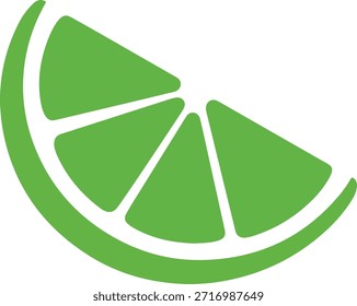 Grüner Kalk Keil Silhouette Vektorsymbol frische Zitrusscheibe Illustration Design