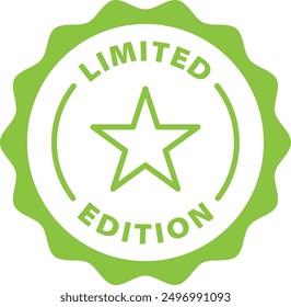green limited edition outline icon round rounded circle badge stamp label isolated on transparent background
