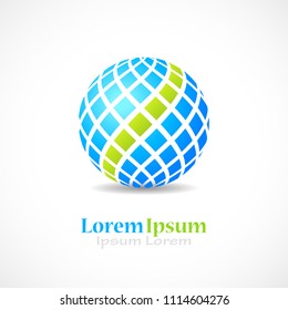 Green line abstract vector logo illustration isolated on white background