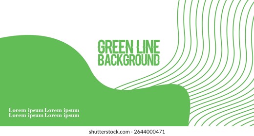 green line Abstract wavy background. Thin line on white