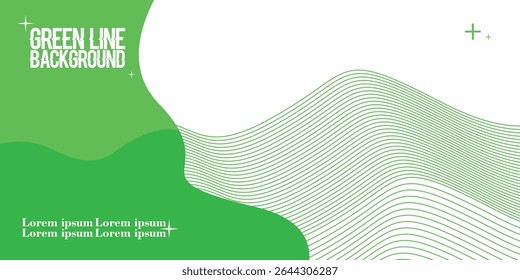 green line Abstract wavy background. Thin line on white
