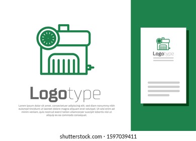 Green line Air compressor icon isolated on white background. Logo design template element. Vector Illustration