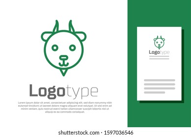 Green line Aries zodiac sign icon isolated on white background. Astrological horoscope collection. Logo design template element. Vector Illustration
