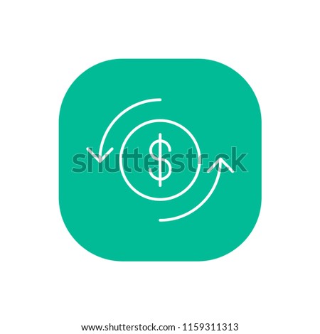 Green line art dollar icon. Vector thin line dollar emblem for the button payment service of the website or finance mobile app design.