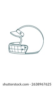 Green line art drawing scooter full face helmet Mockup.Helmet Blue print